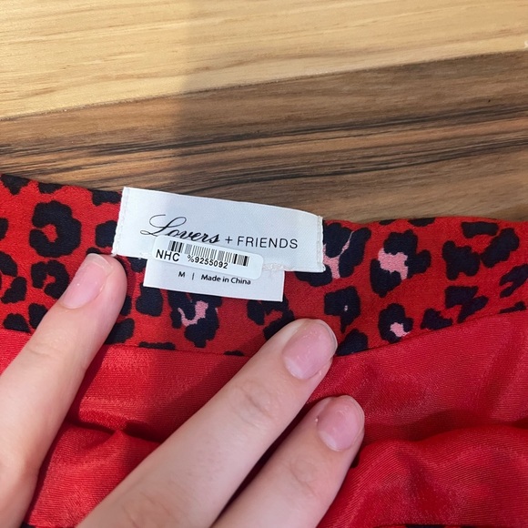 LOVERS + FRIENDS Red Sahara Cheetah Print Lena A Line Mini Skirt Size M Ruffle - Picture 4 of 6